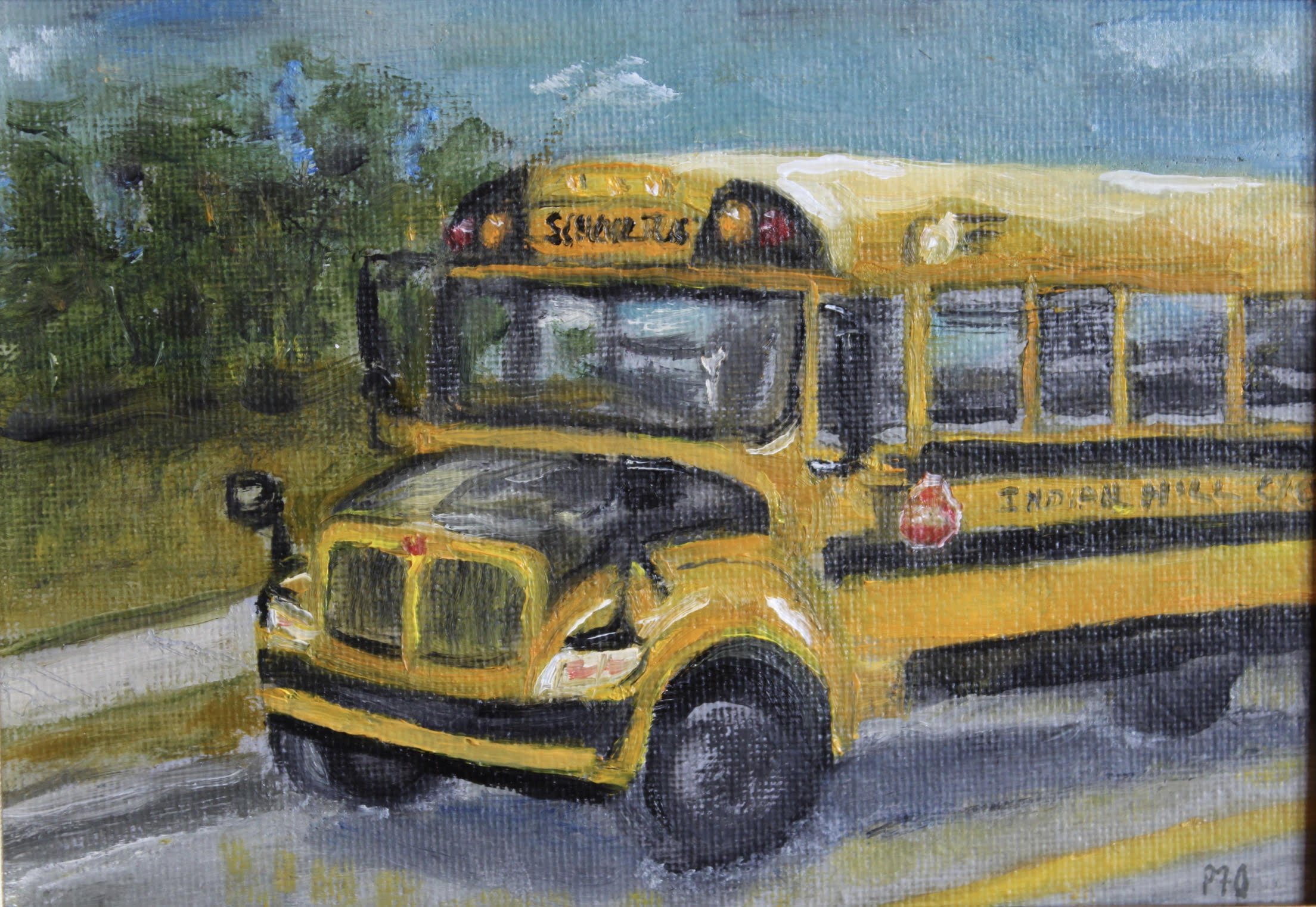 School bus #2. 5" x 7" oil. $300