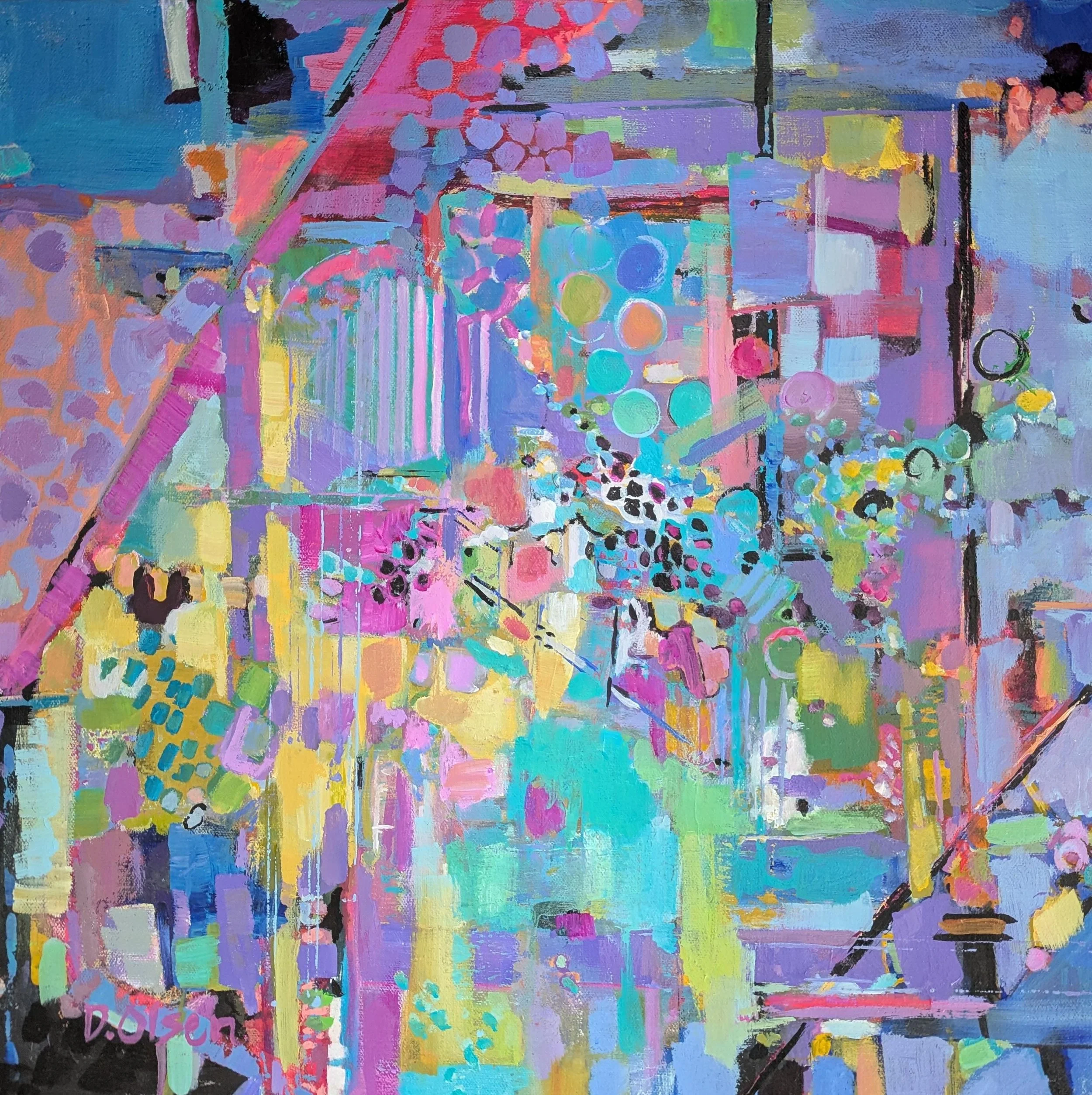 Thinking Outside the Box. 20 x 20 Acrylic. $1,200. Velma Morris award 2025 Cincinnati Art Club Juried Show