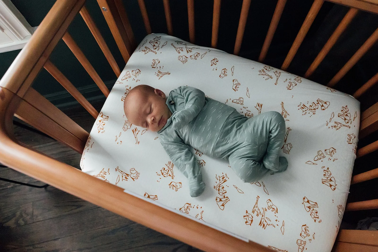 Newborn baby resting peacefully at home during lifestyle newborn session in Naperville Illinois