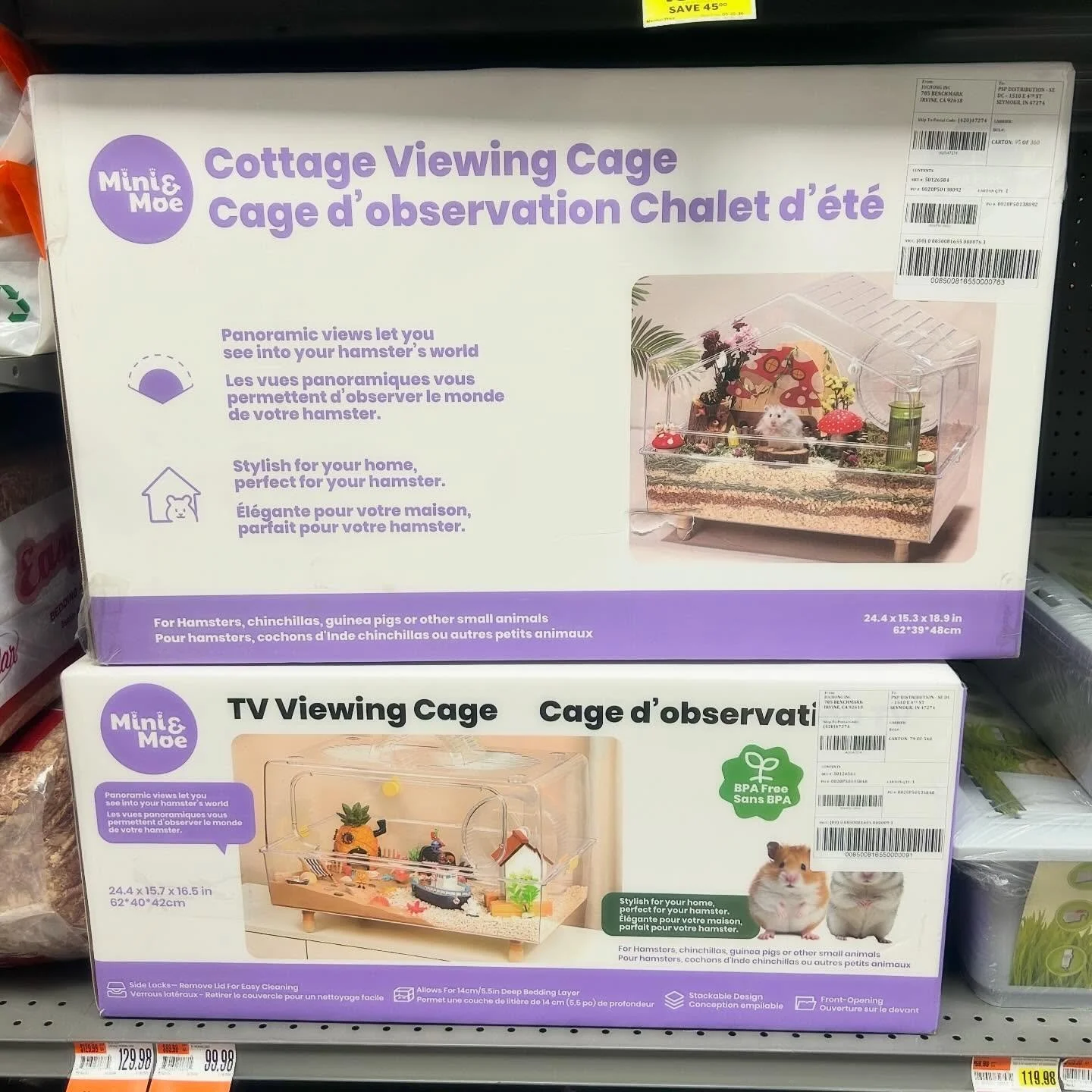 Seen today at #petsuppliesplus @petsuppliesplus !  While these new cage options do not meet the minimum requirements they are definitely a step up from the typical hamster cage sold 💸 at pet stores! 

I particularly liked that the cage box called ou