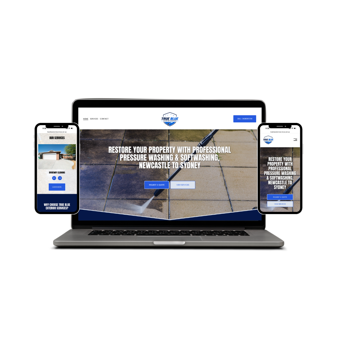 True Blue Exterior Services website design