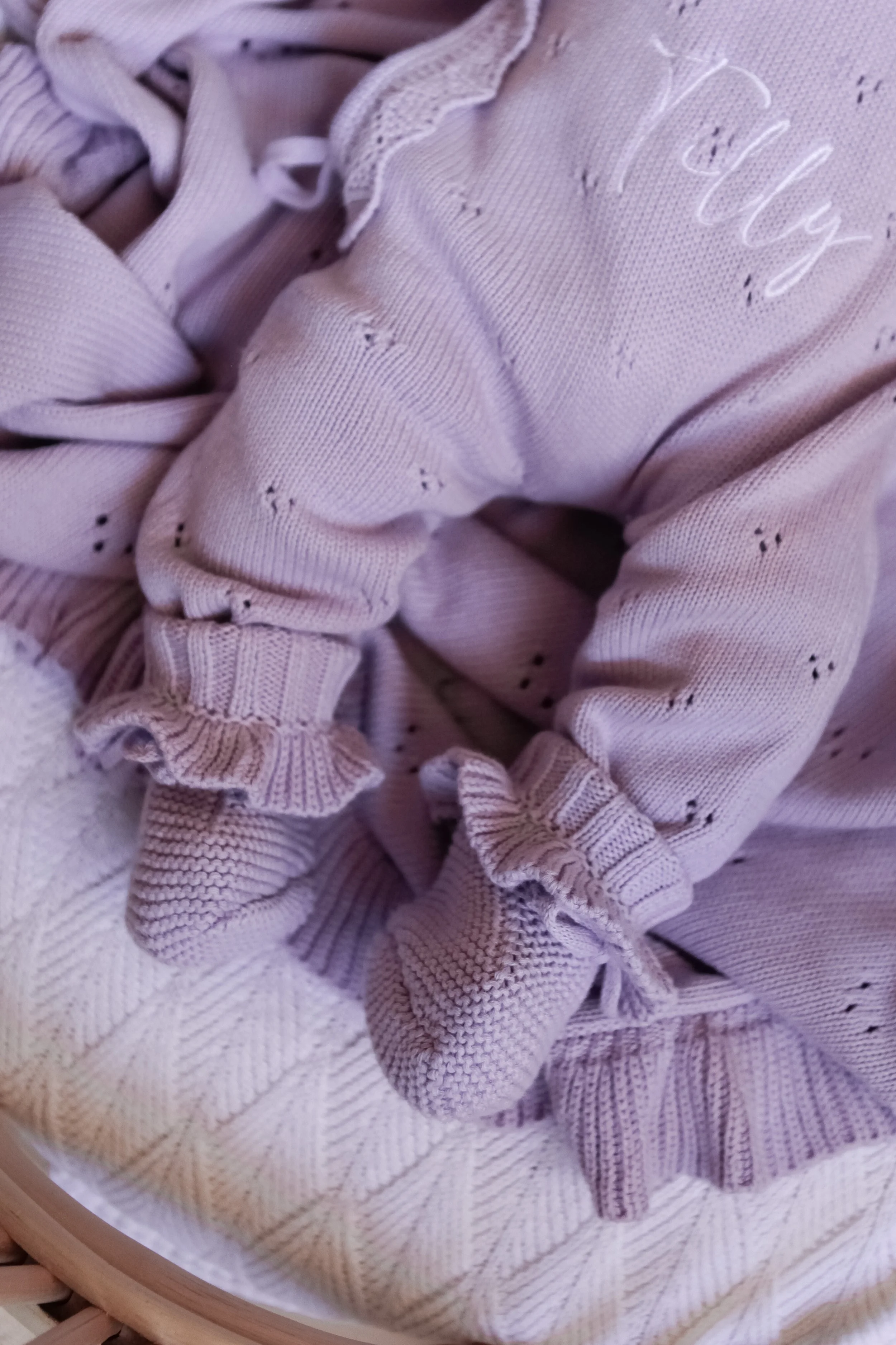 Posy Frill Booties - Lilac