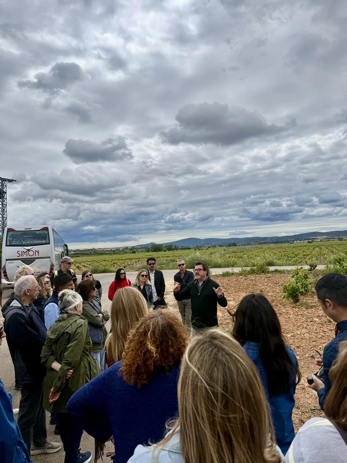 Encantada World expat social event in Requena, Spain — clients enjoying a day of wine tasting and local cuisine.