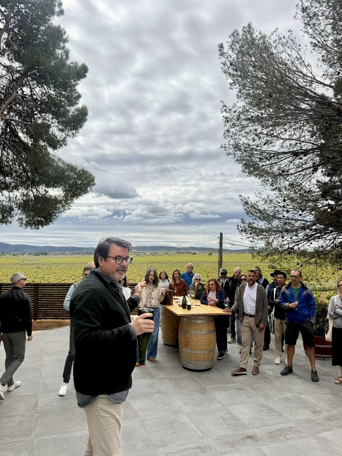 Encantada World expat social event in Requena, Spain — clients enjoying a day of wine tasting and local cuisine.