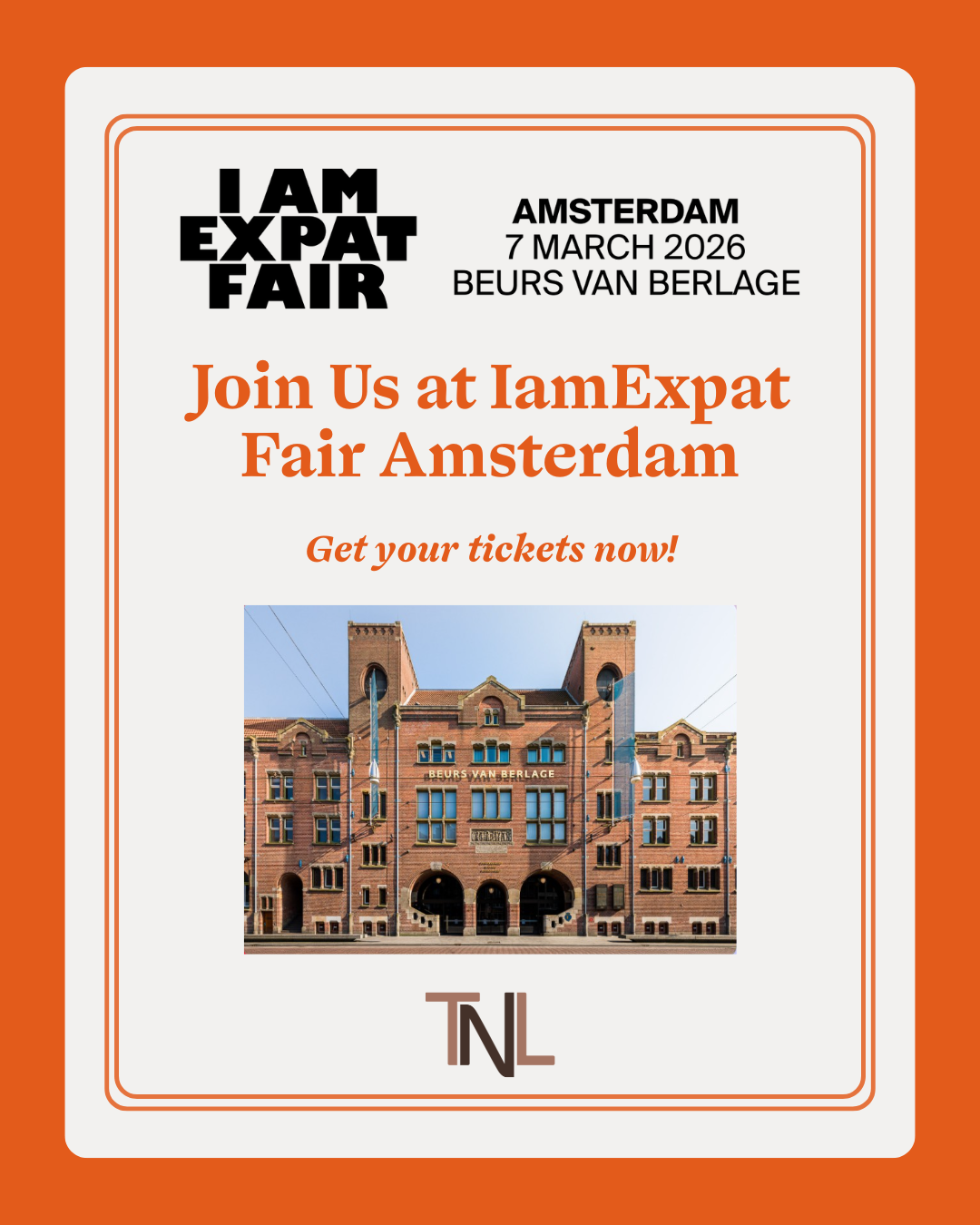 The NedLon IamExpat Fair Amsterdam 2026 Beurs Van Berlage