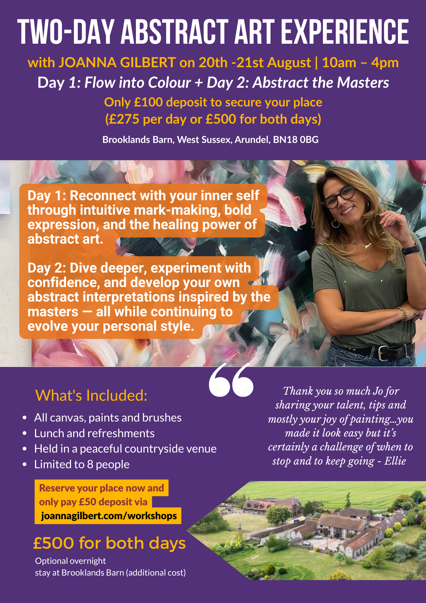2-Day Abstract Art Workshop @ Brooklands Barn, West Sussex | 20–21 August 2025 | 10am - 4pm