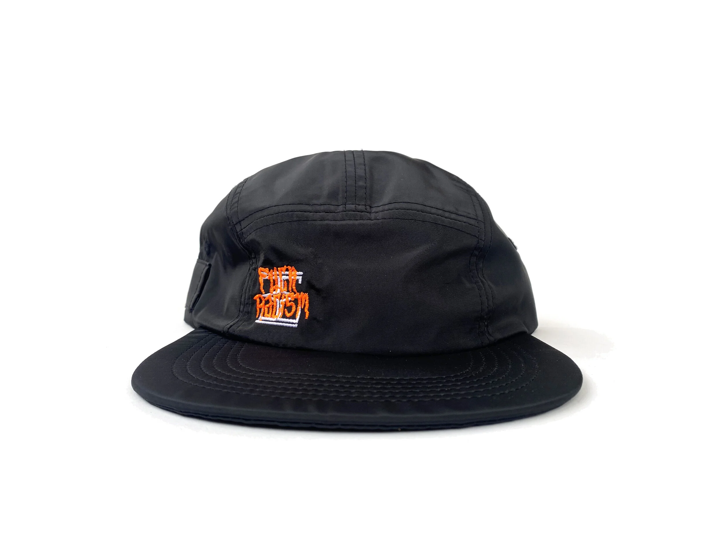 fuck racism five panel unstructured camper cap with carpenters