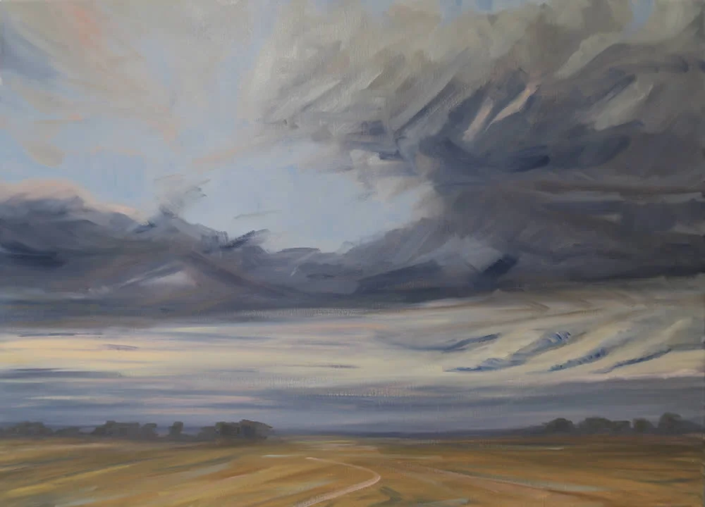 Beyond The Field: Oil on canvas - made towards the end of my first year with the School of Landscape Painting.