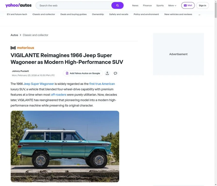 Vigilante reinmagines 1966 JeepSuper Wagoneer as Modern Hight-Performance SUV