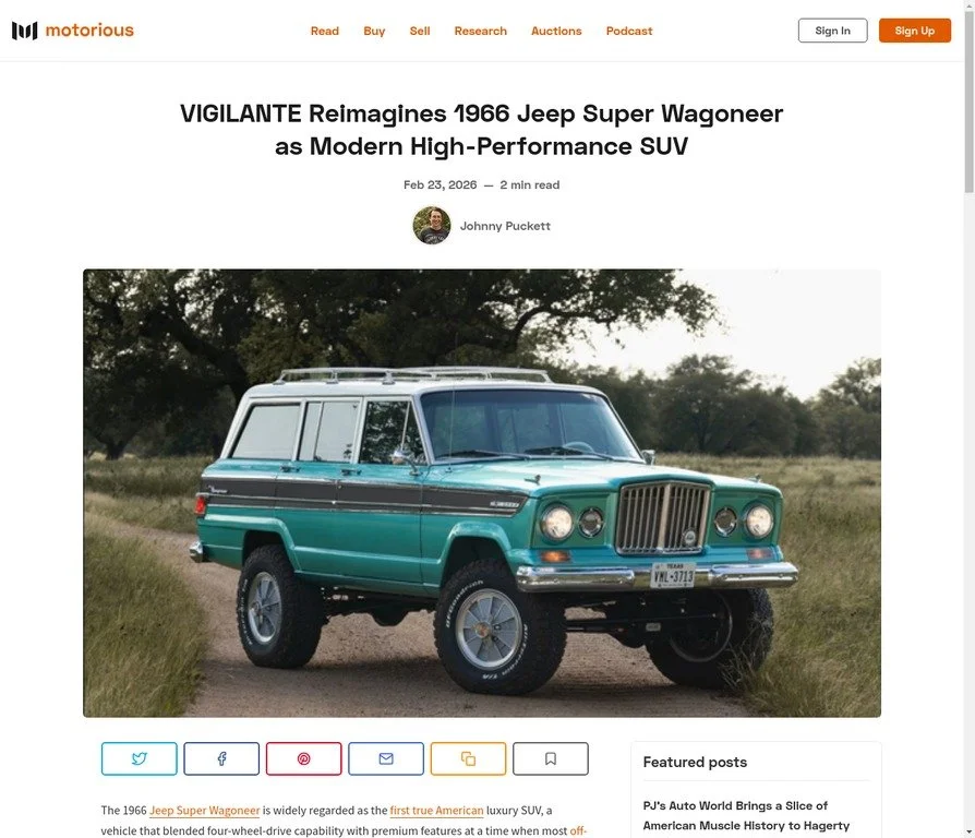 VIGILANTE Reimagines 1966 Jeep Super Wagoneer as Modern High-Performance SUV