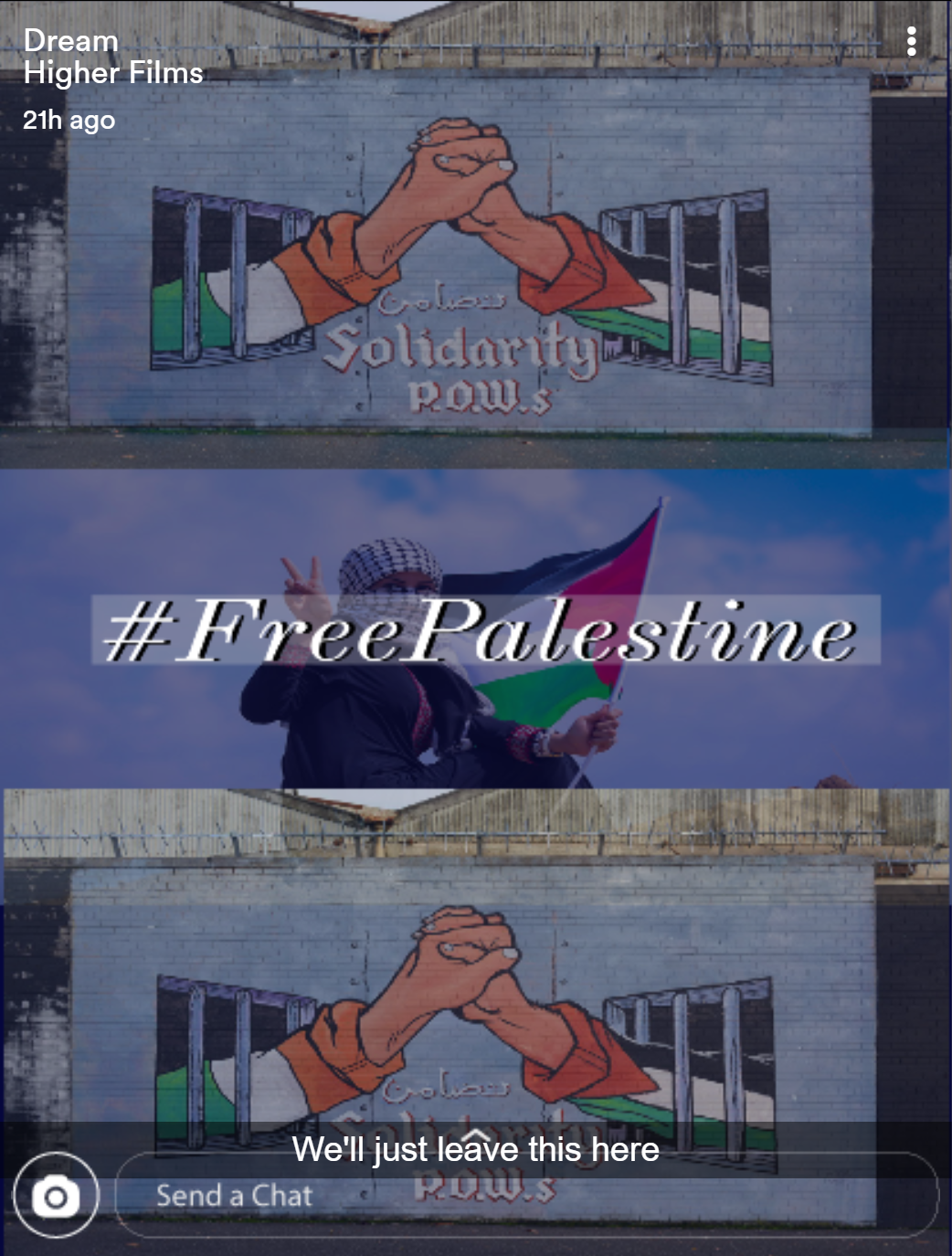 #FreePalestine posted to Snapchat