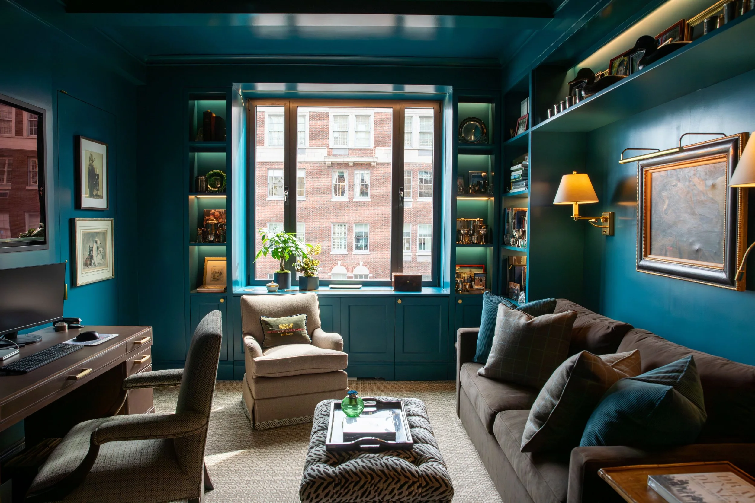 Study room with a custom desk design by RI Architecture (RIA) for an apartment in Manhattan