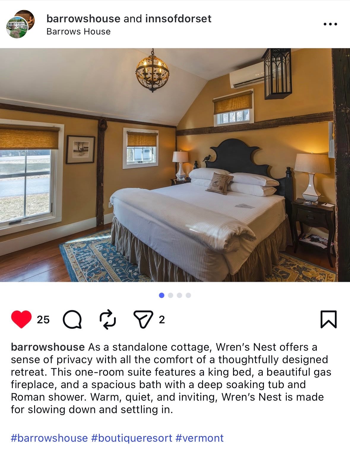 Wren&rsquo;s Nest at @barrowshouse is such a lovely space for rest &amp; relaxation. 

Soft morning light filters through these thoughtfully selected roller shades, offering full privacy while still letting that gentle, golden glow ease you into the 