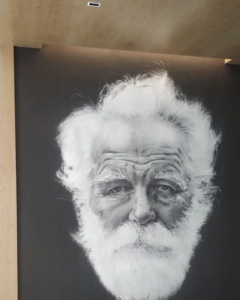 Featuring The old man wallpaper as an artwork in the passageway beautifully incorporated by @kirangala_and_associates in this luxurious penthouse project. 
@londonartwallpaper @interworldfurnishings 
📷: @mitul8293 

@archdigestindia @archdigest @hom