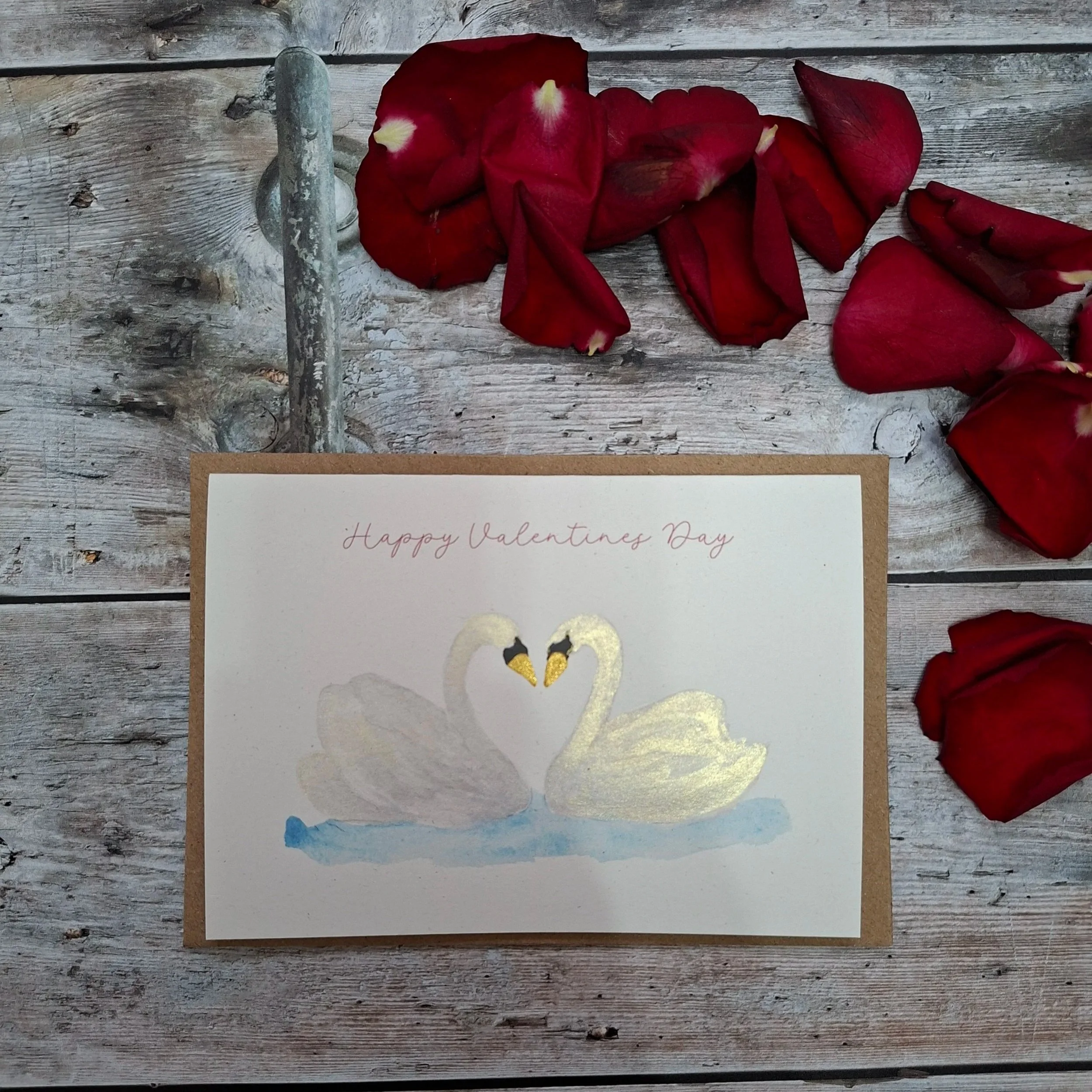 Valentines Day Swans Greetings Card