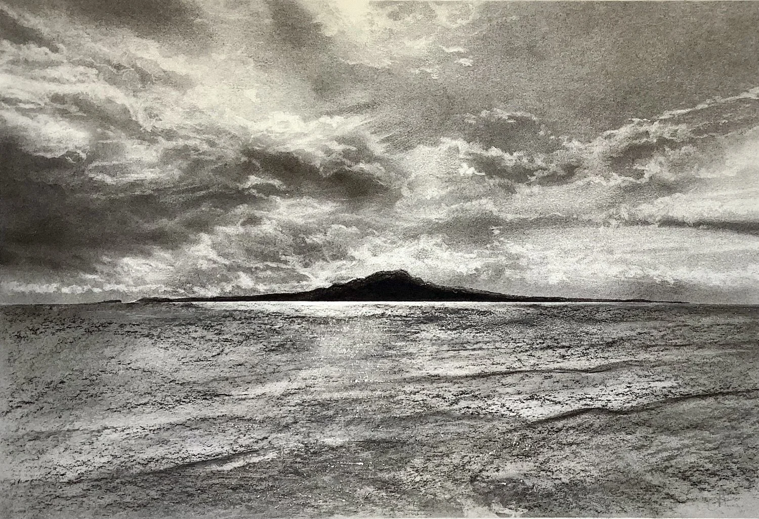 Title: Rangitoto Island New Zealand, Charcoal on Paper 300gsm 500 x 700mm