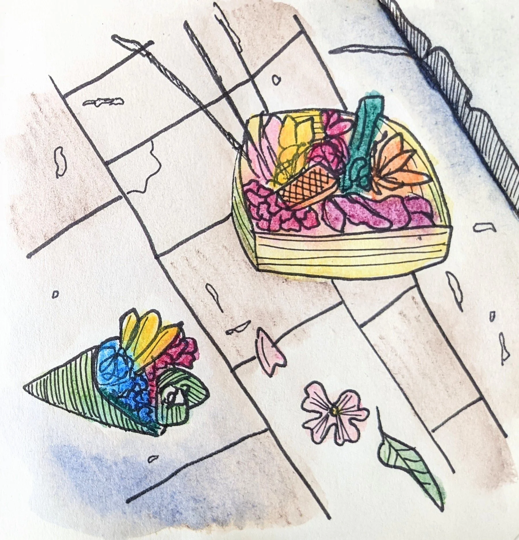 Drawing Indonesia: Balinese Hindu offerings