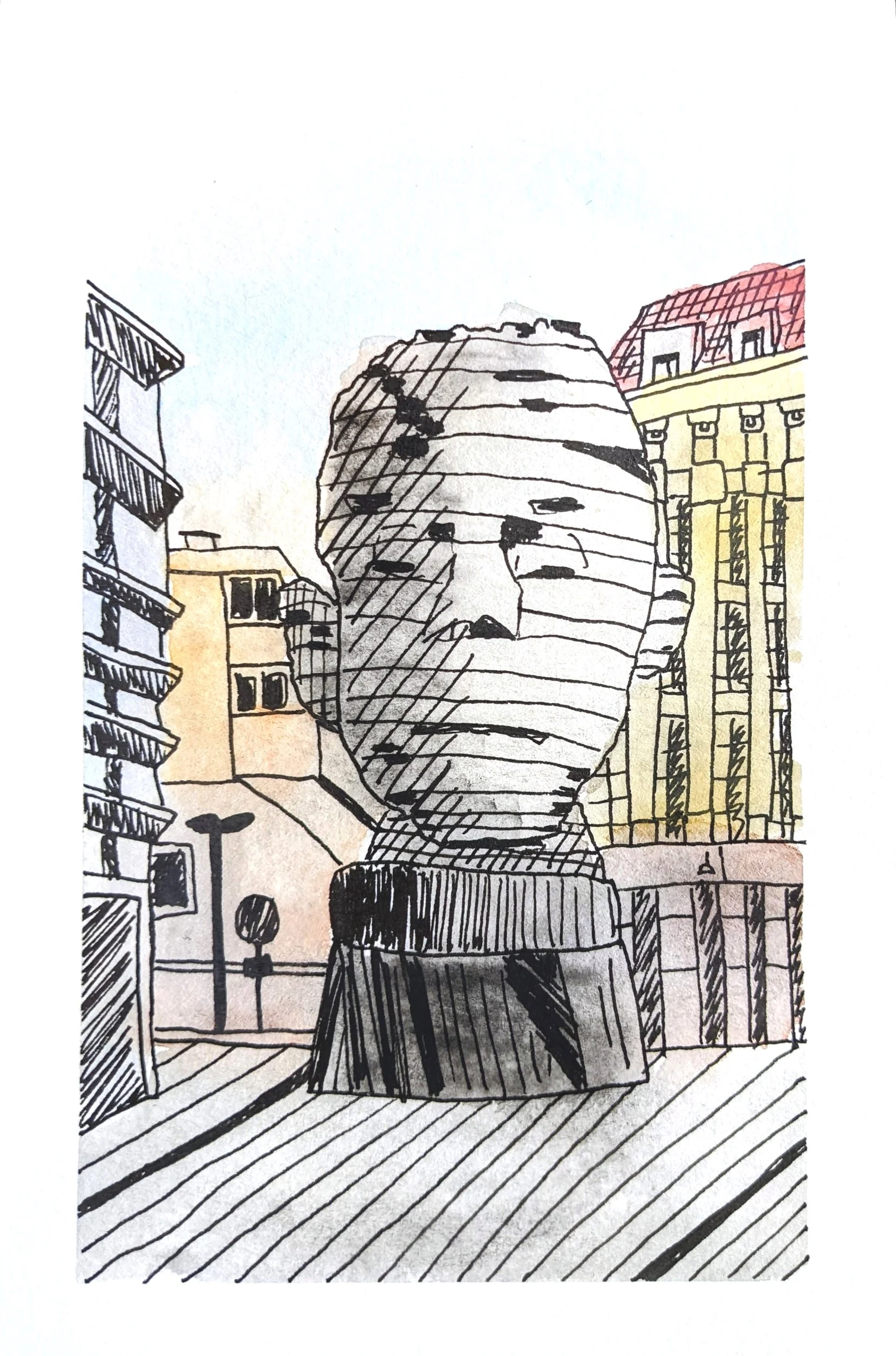 Drawing Czechia: The Statue of Kafka, Prague