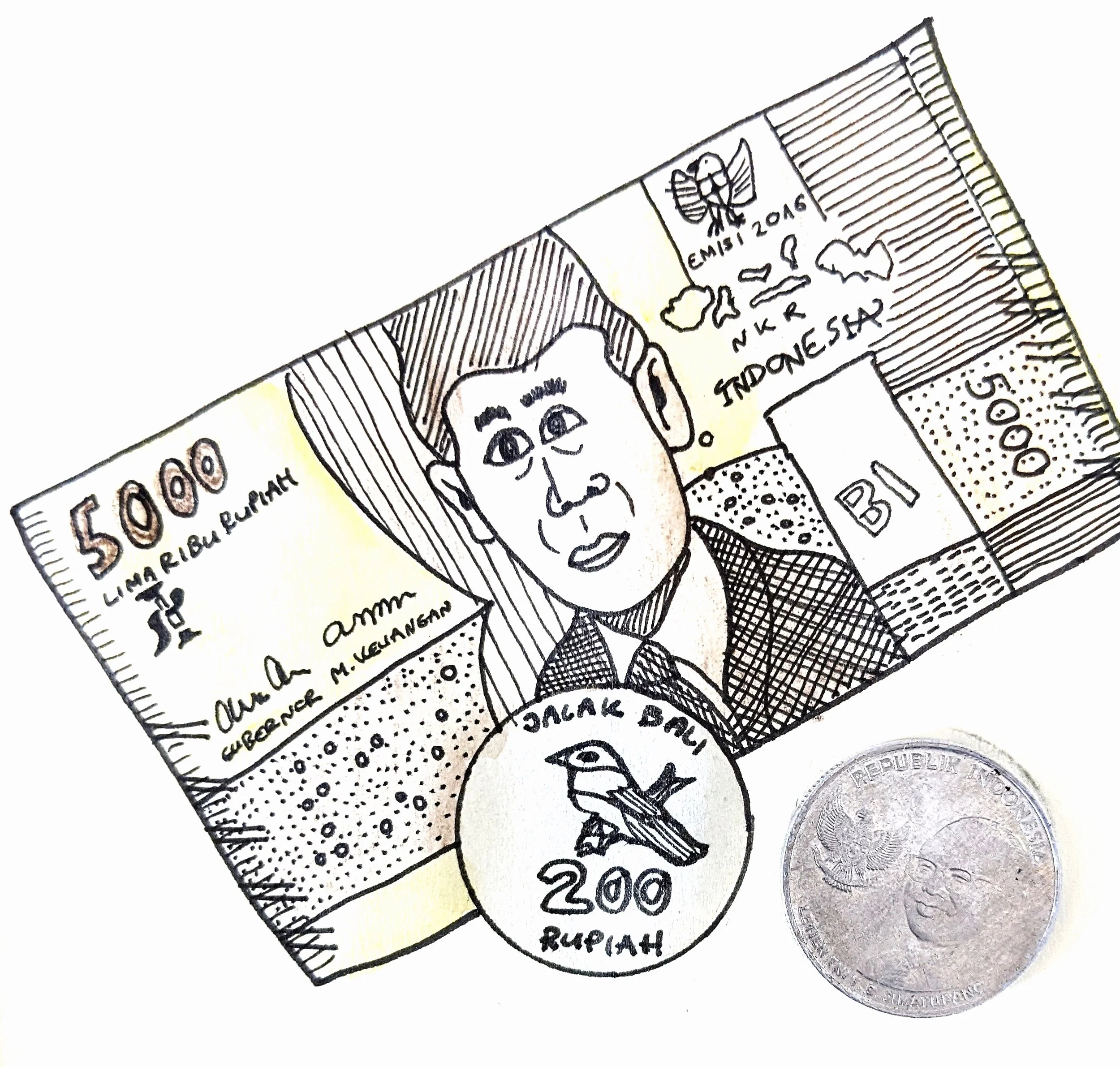 Drawing Indonesia: local currency — Maja Miłkowska-Shibata