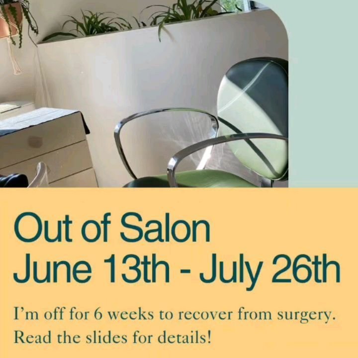 I'm out of the salon from June 13th -July 26th. I will be recovering from ankle surgery. I'm booked up through June 13th! 

Here are your options for getting a haircut. 

- You can join my wait-list. Openings do become available. Let me know you want