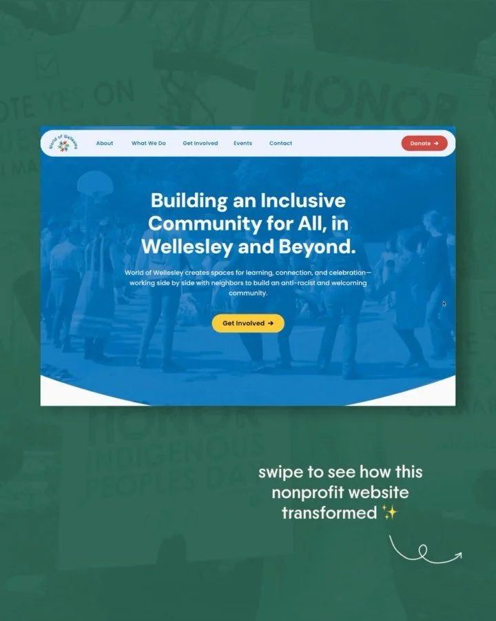 That before screenshot tho 🫣

World of Wellesley is a small community nonprofit that came to me because their website was difficult to update and, as a result, had gotten super messy and still looked like it was from 2002.

The name of the game for 