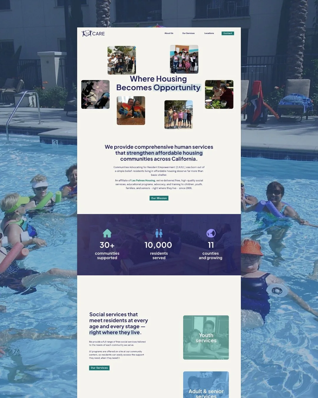 20 years of impact&hellip; and finally a website that shows it!

C.A.R.E. has been delivering free social services to affordable housing communities across California for two decades &mdash; and I was so excited to finally give their brand and websit