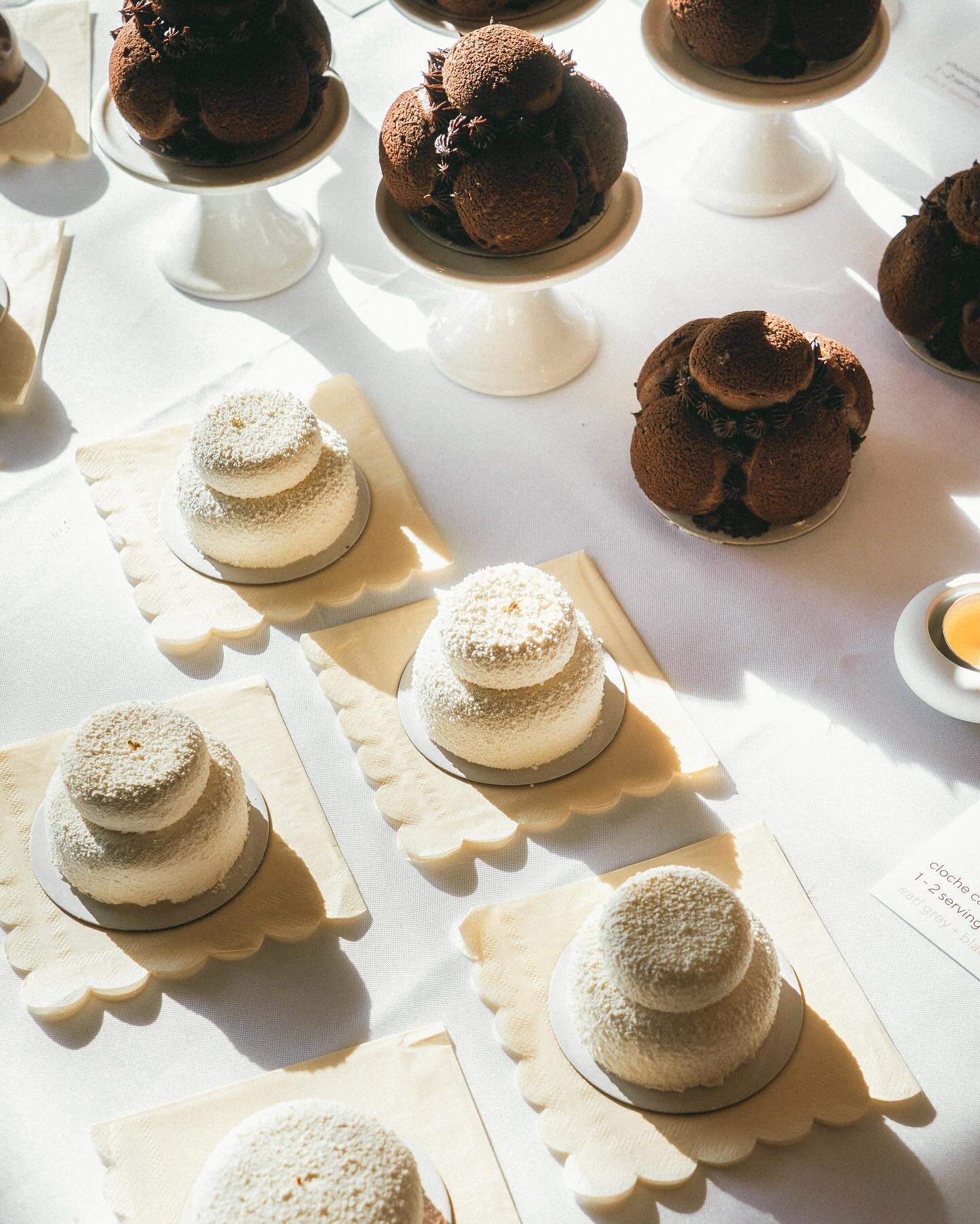 Mini choux and cloche cakes from our launch party ☆ Tasting sets online for pre-order now