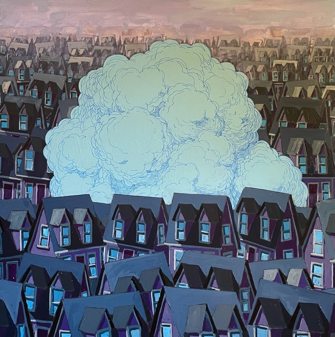 "Poof" 40"x40" Acrylic and ink on wood