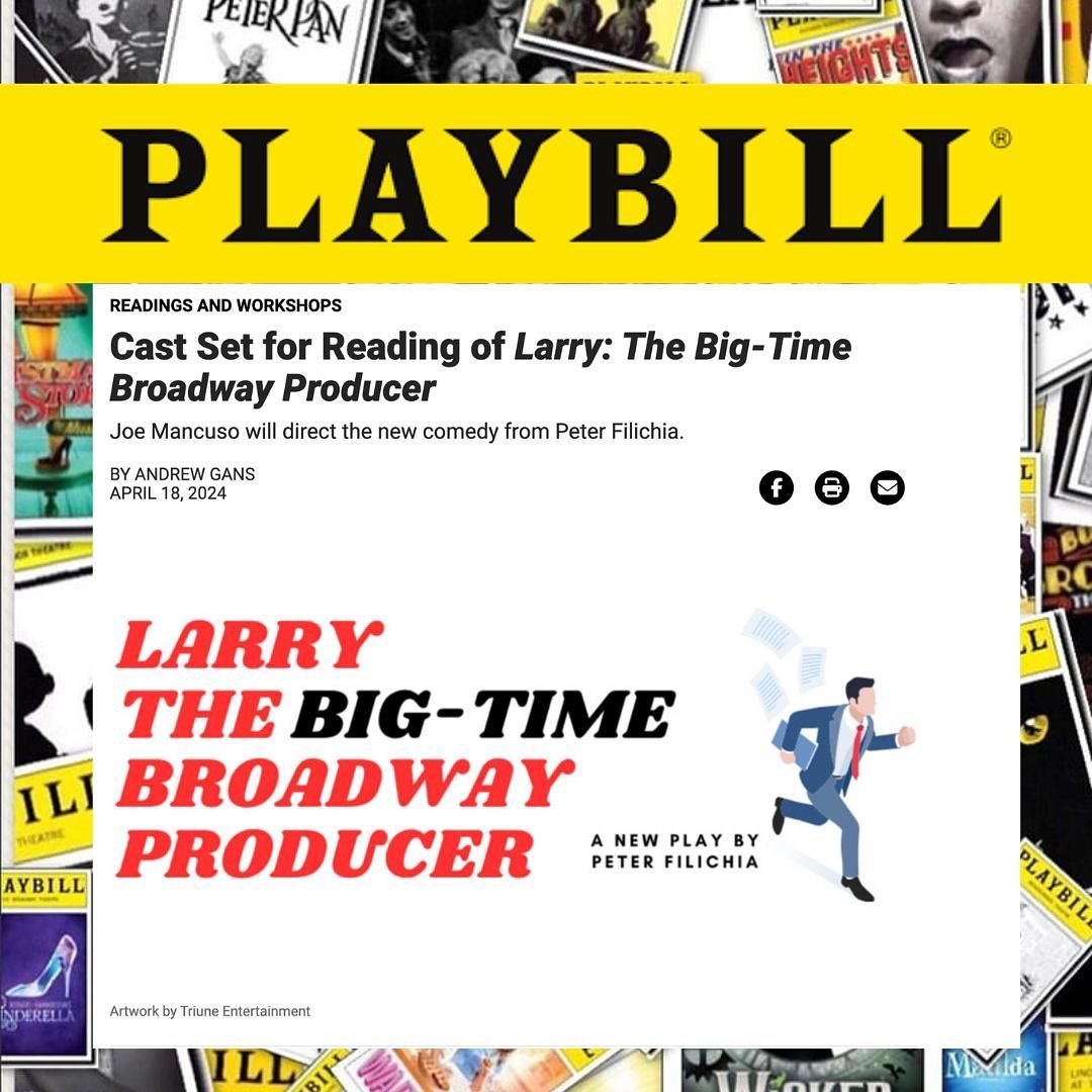 Thanks @playbill for spreading the word about our next free play reading on Mon April 29th at 7pm at Hamilton Stage! #americantheatergroup #njtheater #playreadings #peterfilichia