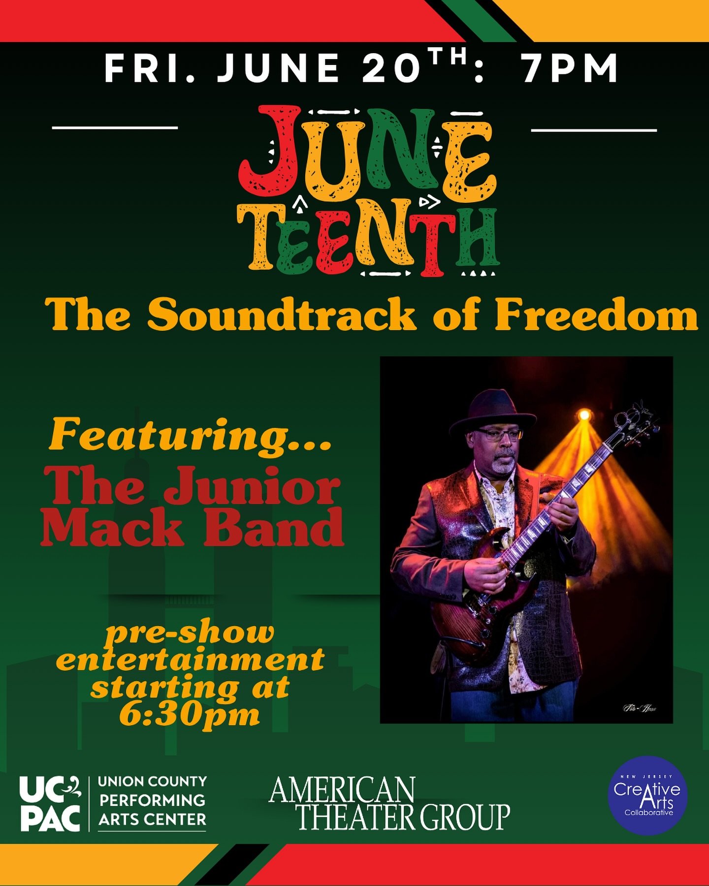 Back by popular demand - the incredible Junior Mack Band returns to UCPAC&rsquo;s Hamilton Stage to headline a joyous Juneteenth celebration! Tickets start at $19 and can be purchased at our link in bio. #juneteenth #juniormack #rahwaynj #americanthe