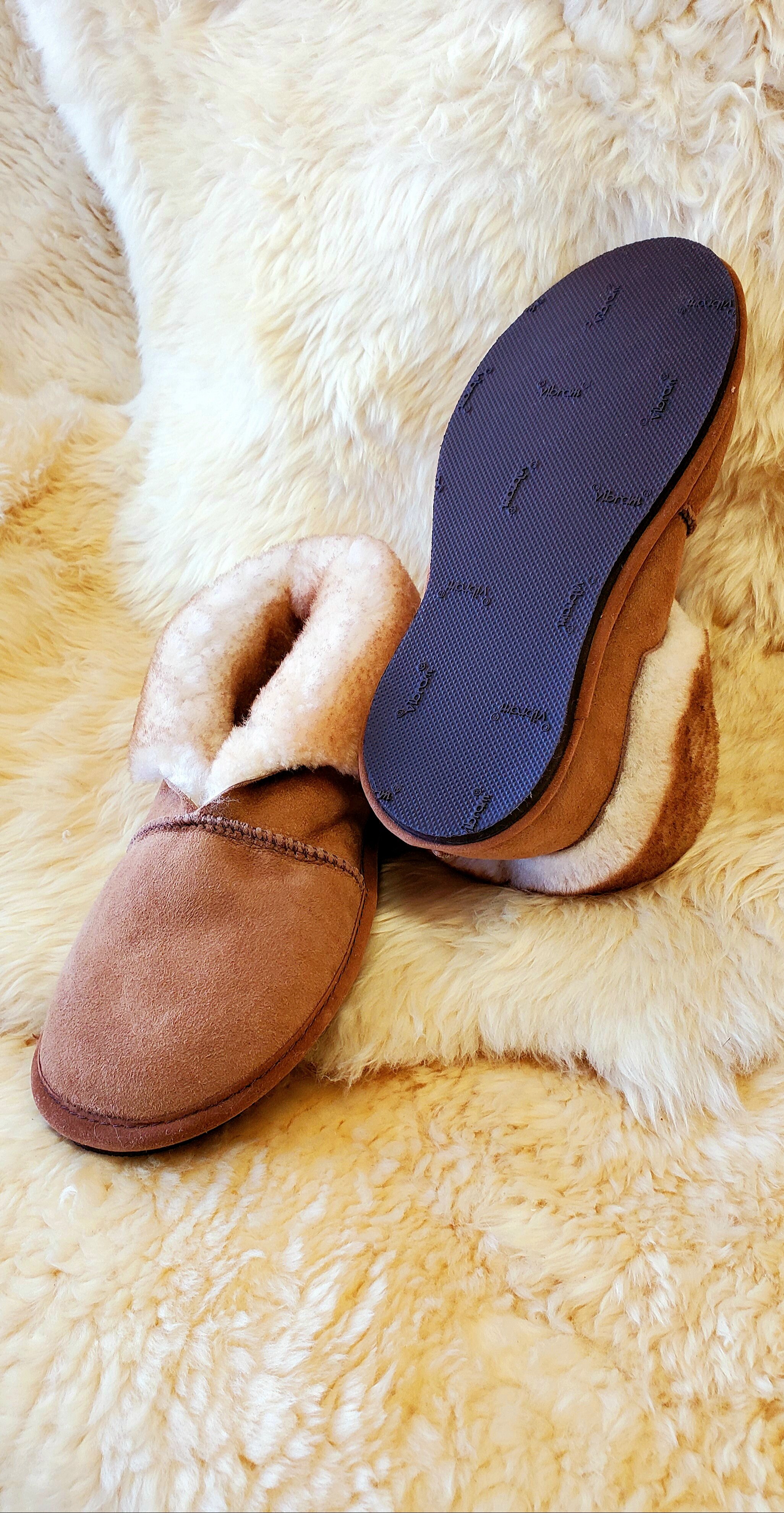 Ladies Genuine Merino Sheepskin Velcro Ankle Bootie Slippers