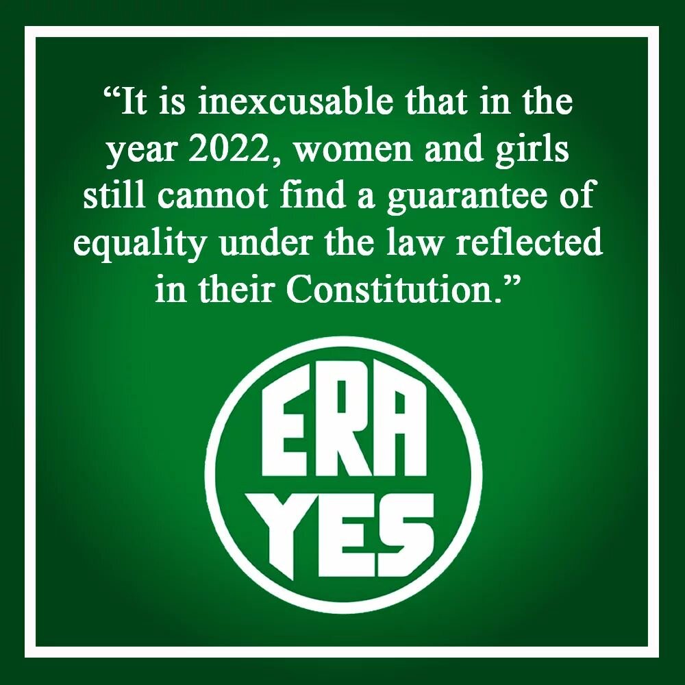 The ERA reads: &ldquo;Equality of rights under the law shall not be denied or abridged by the United States or by any State on account of sex.&rdquo;
&nbsp;
&ldquo;It is inexcusable that in the year 2022, women and girls still cannot find a guarantee