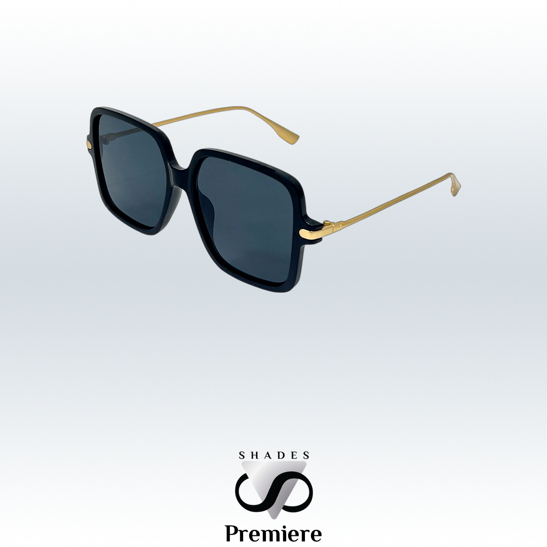 Oversized Square Sunglasses | Premiere Black + Gold — V Shades