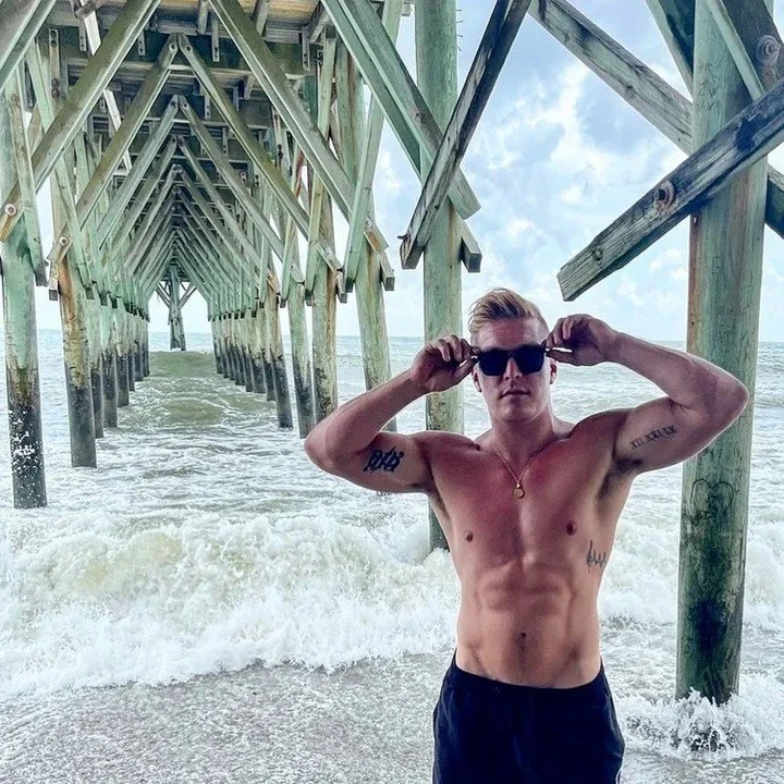 Drew Harper wearing 'Soul' Square Double Bridge Wood #Sunglasses by #VSHADES 📸 @itsdrewharper #Model #Fashion #Eyewear