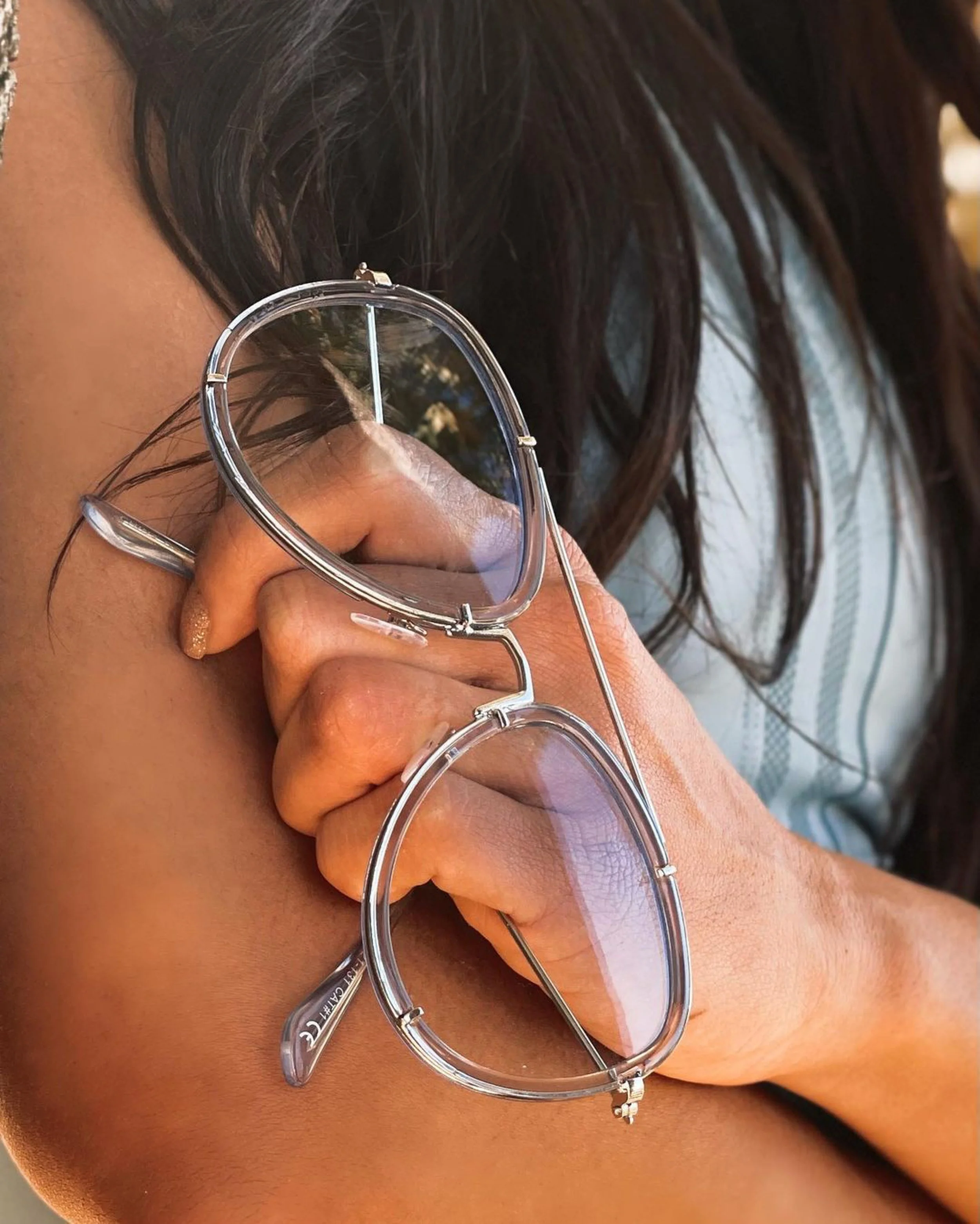 Jennine Candela wearing 'Atlantic'  aviator sunglasses by V SHADES