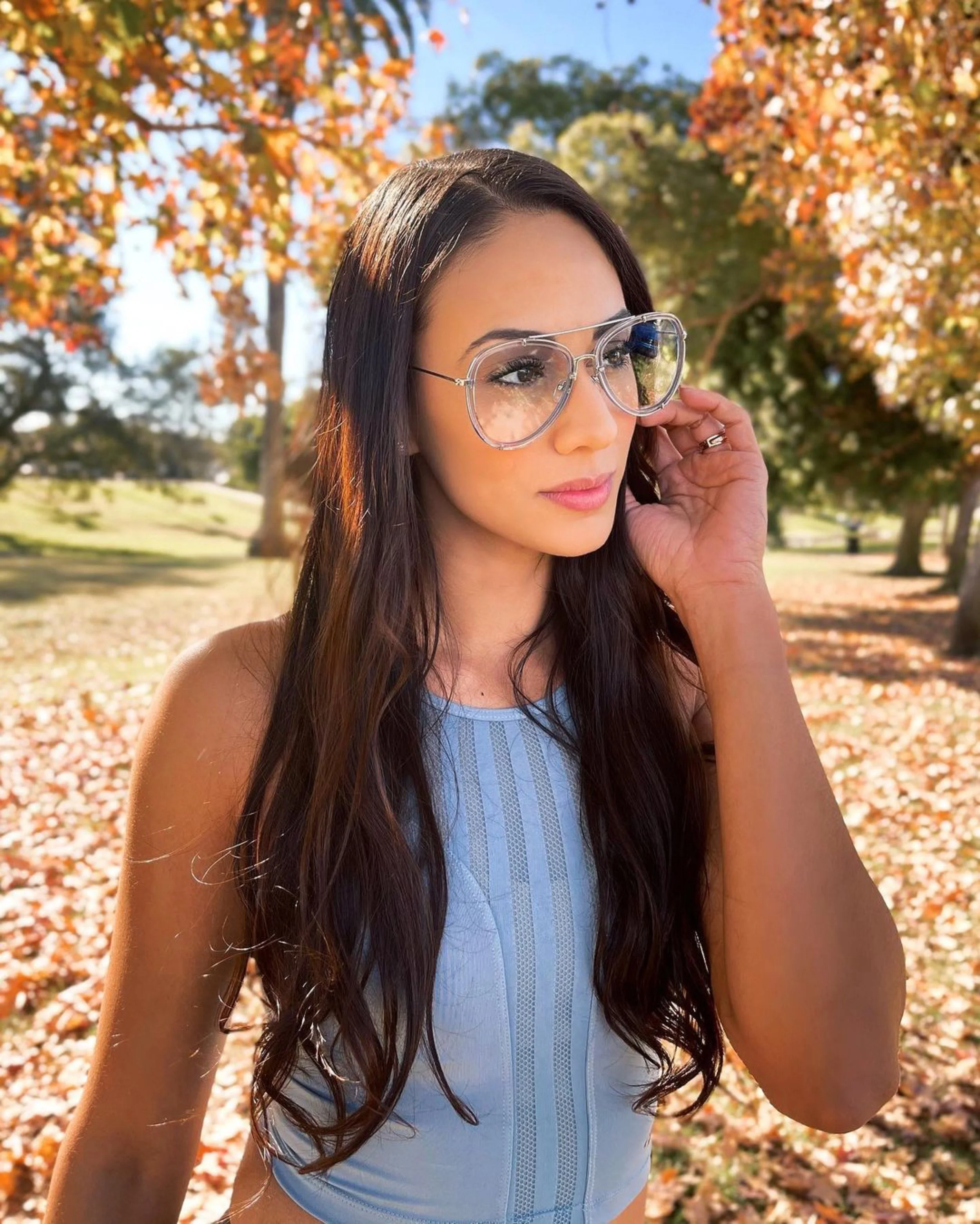 Jennine Candela wearing 'Atlantic'  aviator sunglasses by V SHADES