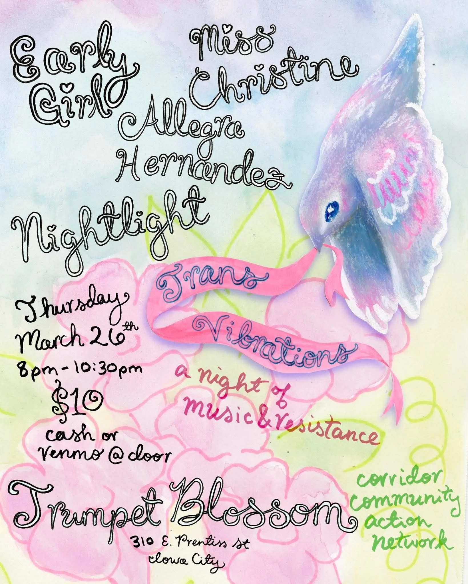 Iowa Trans Mutual Aid Benefit Show: Miss Christine // Early Girl // Allegra Hernandez // Nightlight