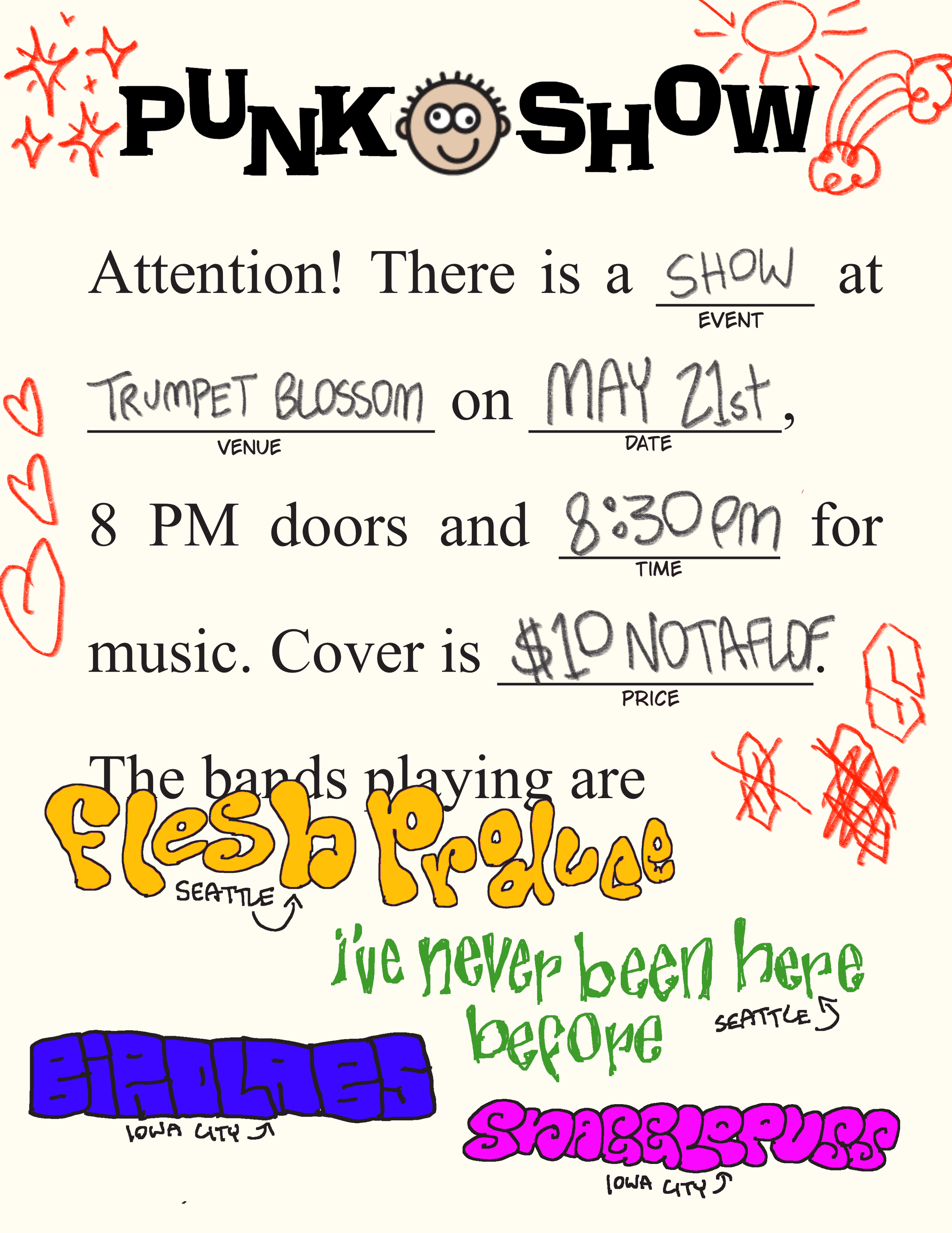 FLESH PRODUCE / I'VE NEVER BEEN HERE BEFORE / BIRDLABS / SNAGGLEPUSS