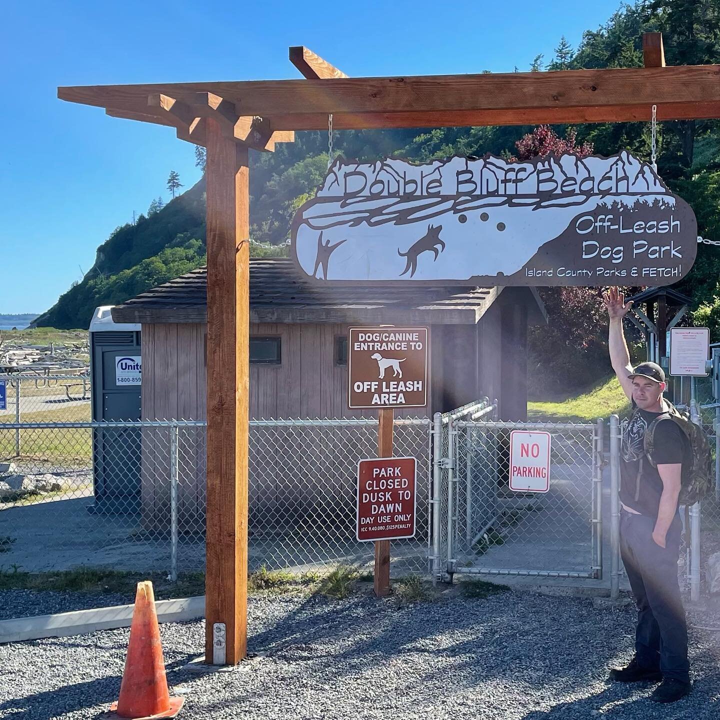 We made this sign a couple years ago. Cool to see it hanging on the beautiful structure the parks built. #doublebluff #metalsigns #custommade #dogpark #whidbeyisland #islandlife #dogsfavoriteplace #whidbeyislandgrown
