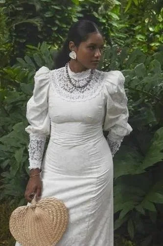 vintage Hawaiian dress white