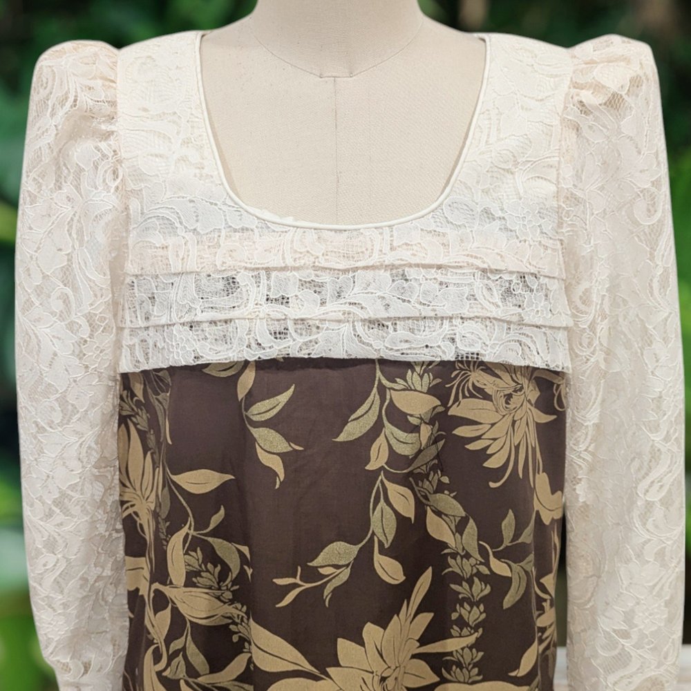 brown cream polka dot dress Brown Polka Dot Puff Sleeve Ottillie Midi Dress main image 0