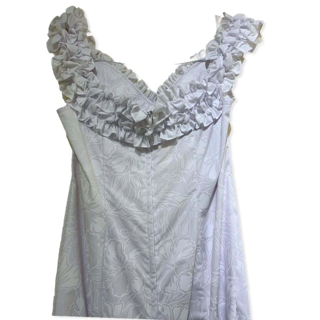 Punahou Knee Length White Hawaiian Dress main image 1