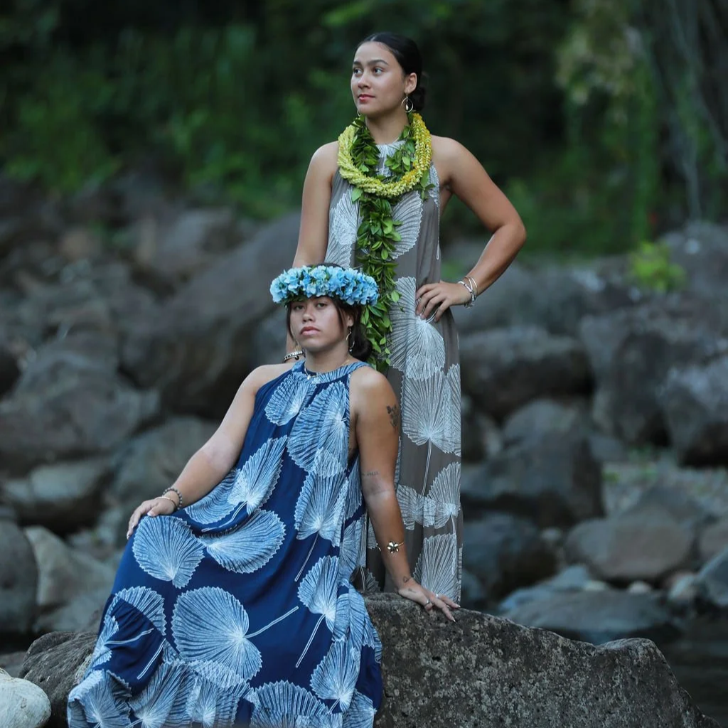 Halter Dress: Loulu / Navy and Brown