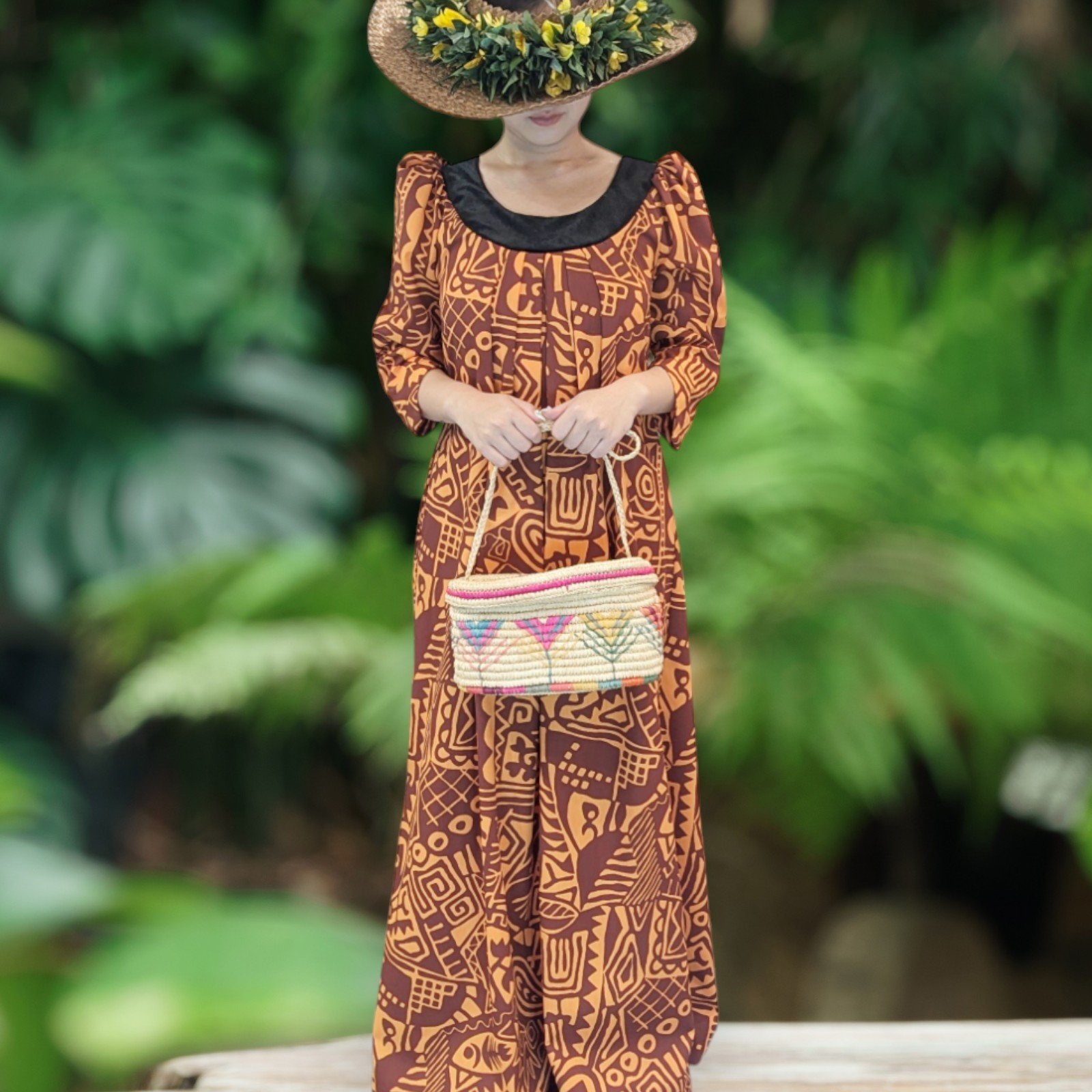 Crimson Tribal Muumuu Dress with Black Collar (2).jpg