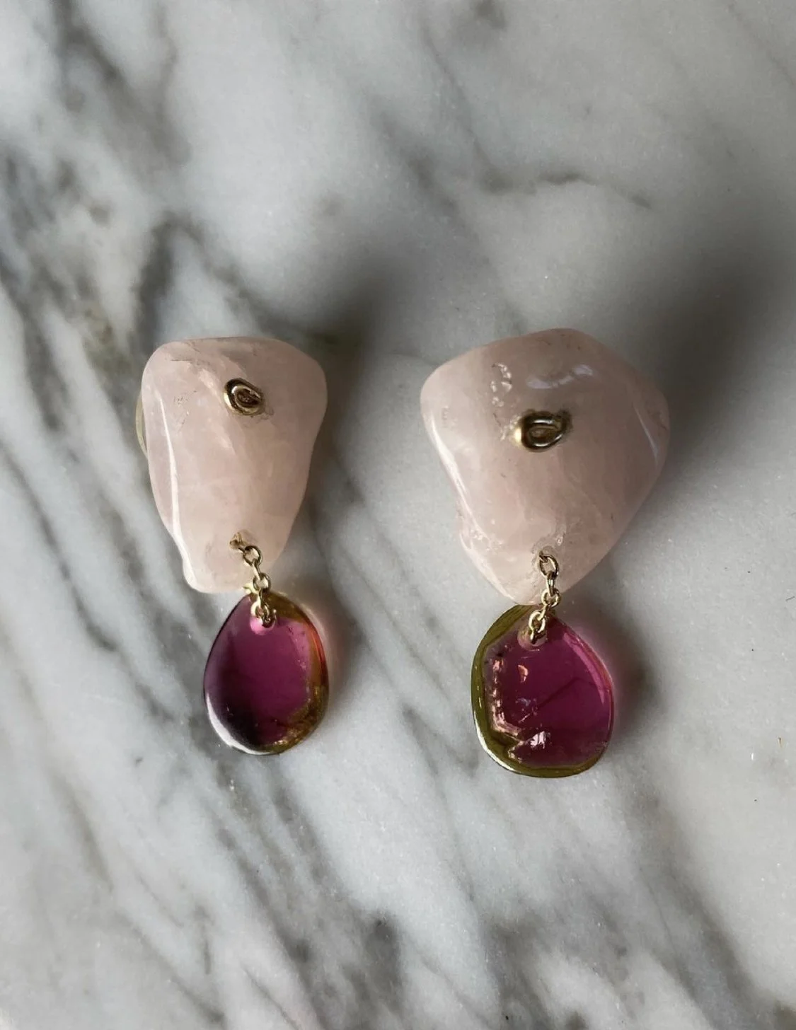Open Your Heart Rose Quartz and Watermelon Tourmaline Earrings