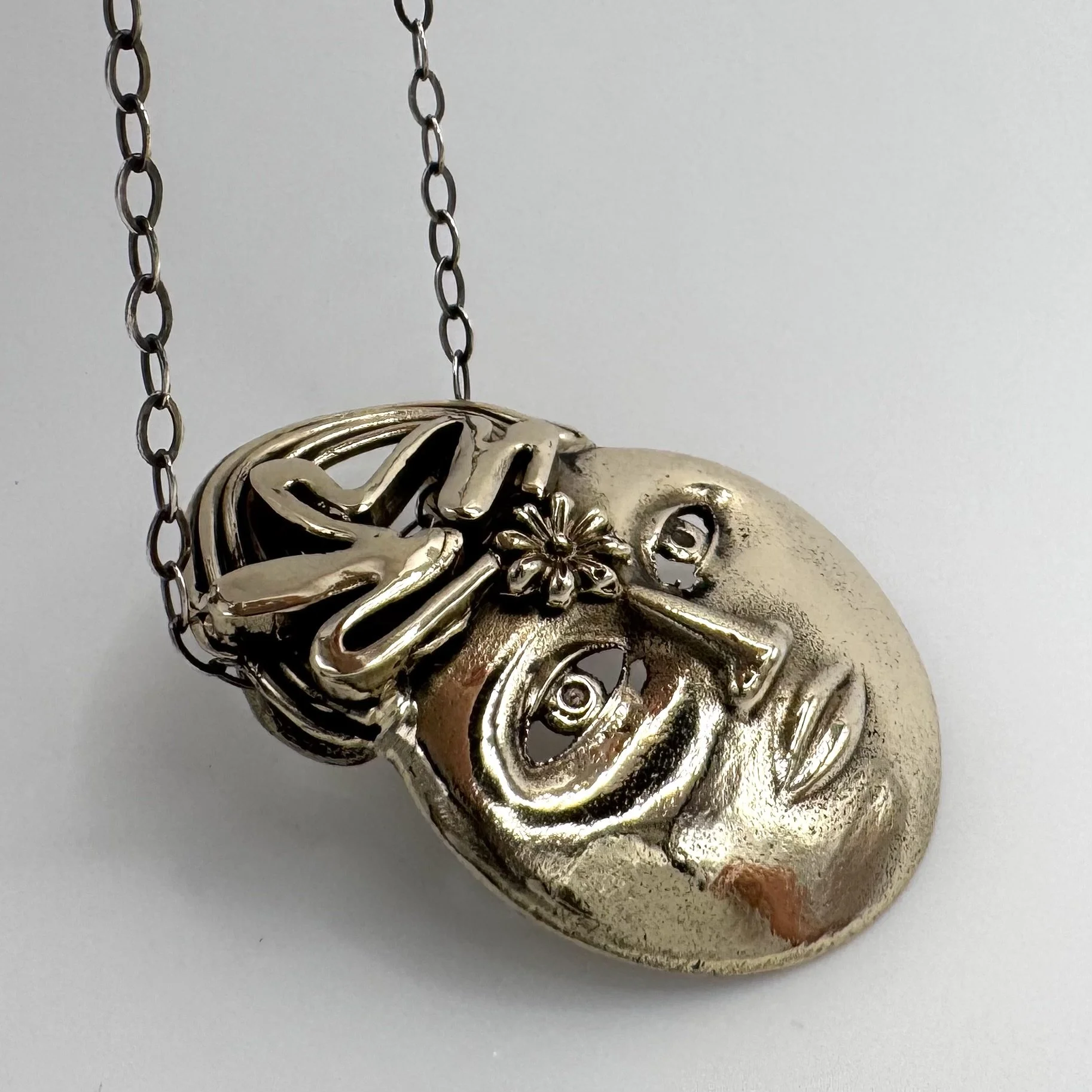 Golden brass moon pendant