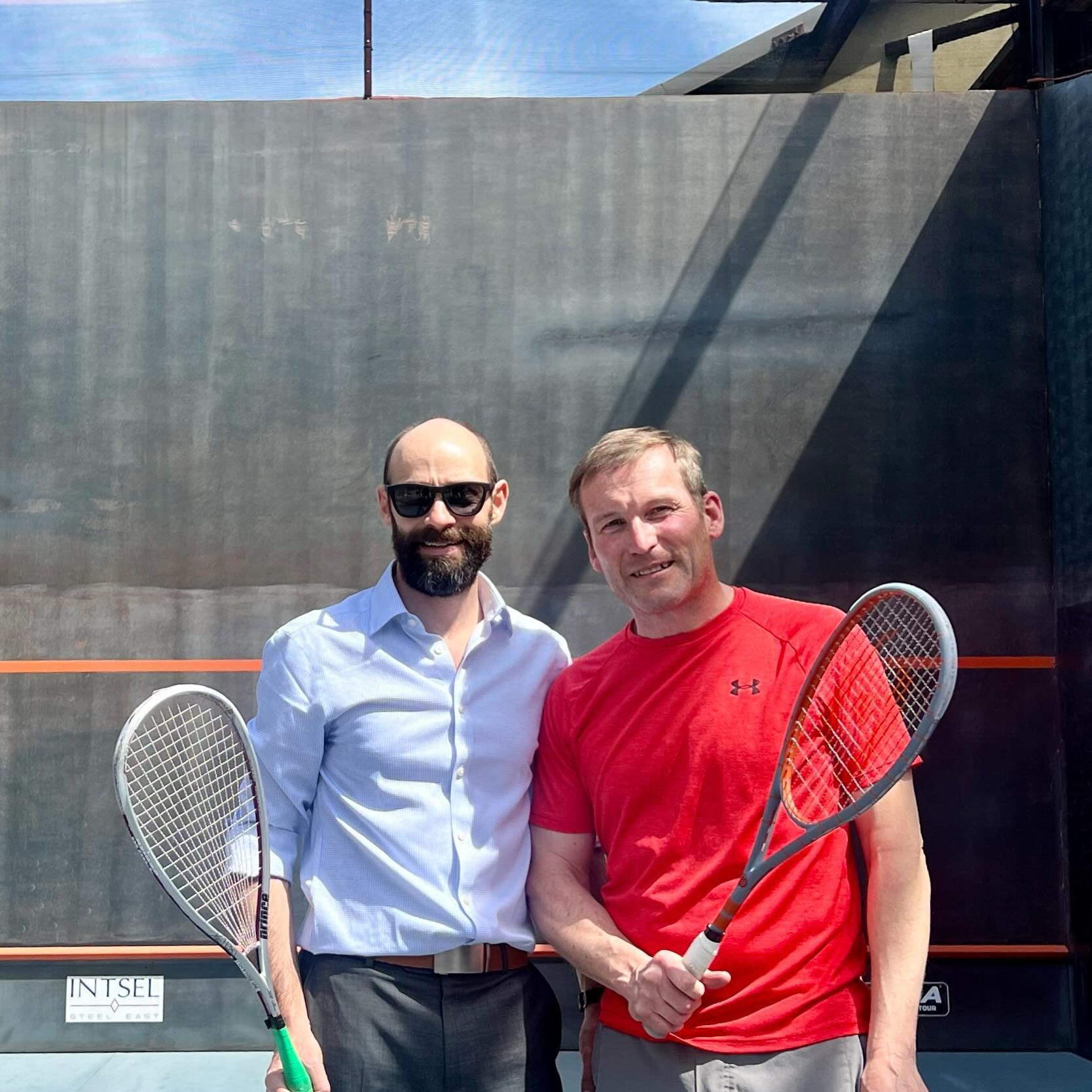 Thank you @gthubbardjr for coming out to play with Jeff on the steel court in Maspeth. Who won?

(We have a private bathroom with a shower and parking next to the court. George did not play Jeff in his dress shirt. And George got a good sweat going o
