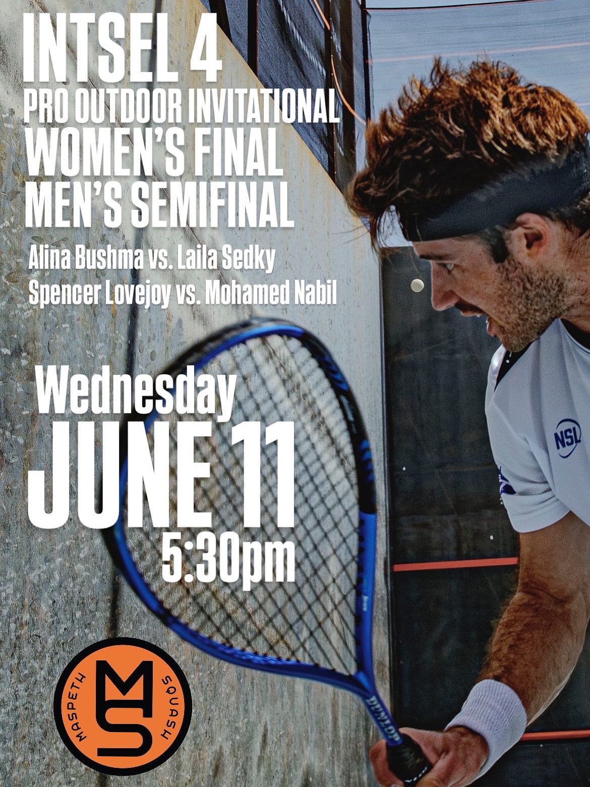 Because we can.
#squash #outdoorsquash 
@alina_bush 
@laila.sedky 
@spencerlovejoy 

This Wednesday. All are welcome.
Matches begin at 5:30pm.

Our Summer of Squash professional tournaments are brought to you by Maspeth Welding, Intsel Steel, NY Squa