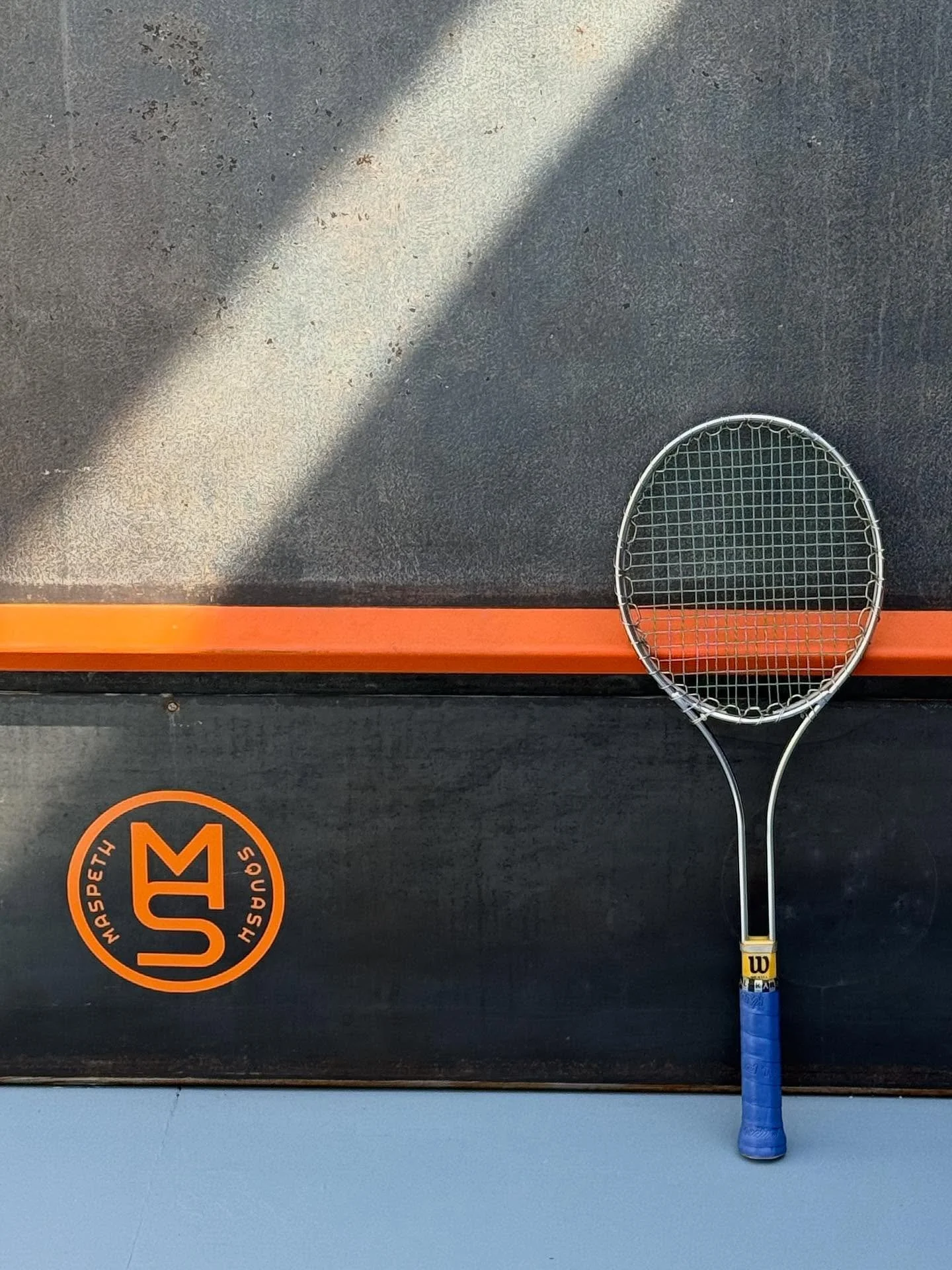 The steel racquet on the steel court. 

#steel #art #architecture #squash #tennis #industry #sport #community #culture 

@wilson T2000
@maspeth.squash 
@maspethwelding