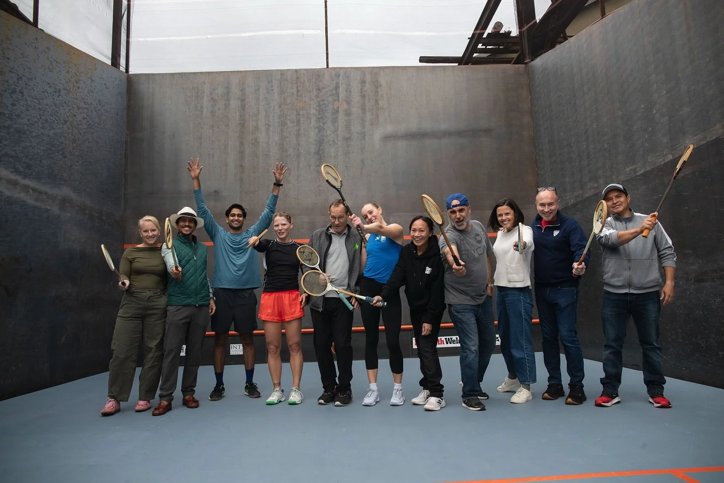 World Squash Day, Saturday, October 11th.&nbsp;
Robert and Freddy cleared rain from the court four times during the day, until finally, the sky cleared for the featured exhibition match between Alina Bushma (Ukraine) and Margot Prow (Barbados), forme
